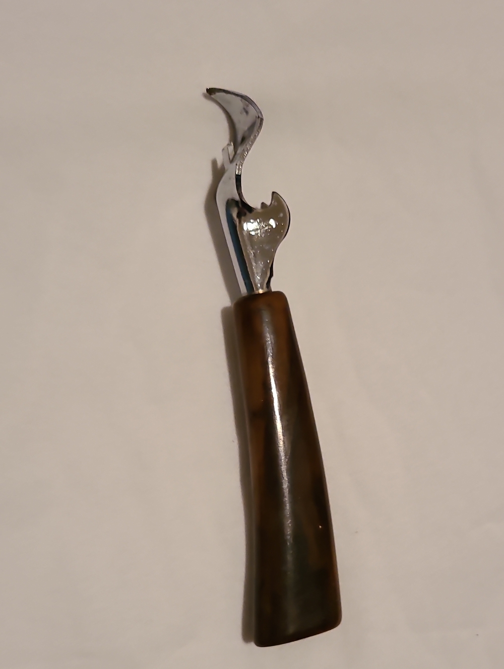Vintage Mid-Century Modern Bottle And Can Opener Marbled Brown Bakelite Handle
